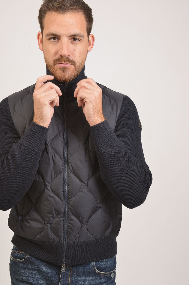 Moncler Quer gesteppte Strickjacke in Navy