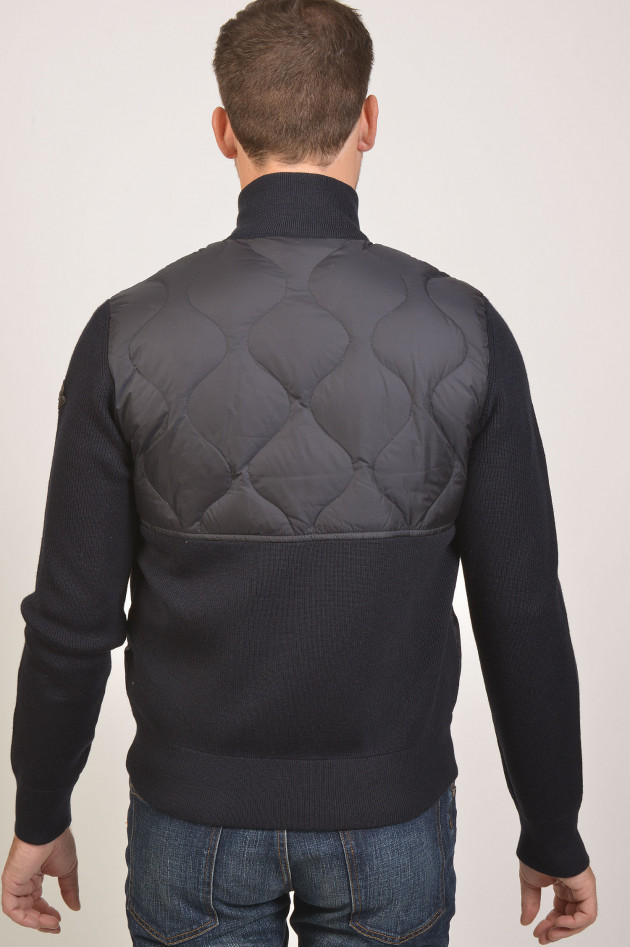 Moncler Quer gesteppte Strickjacke in Navy