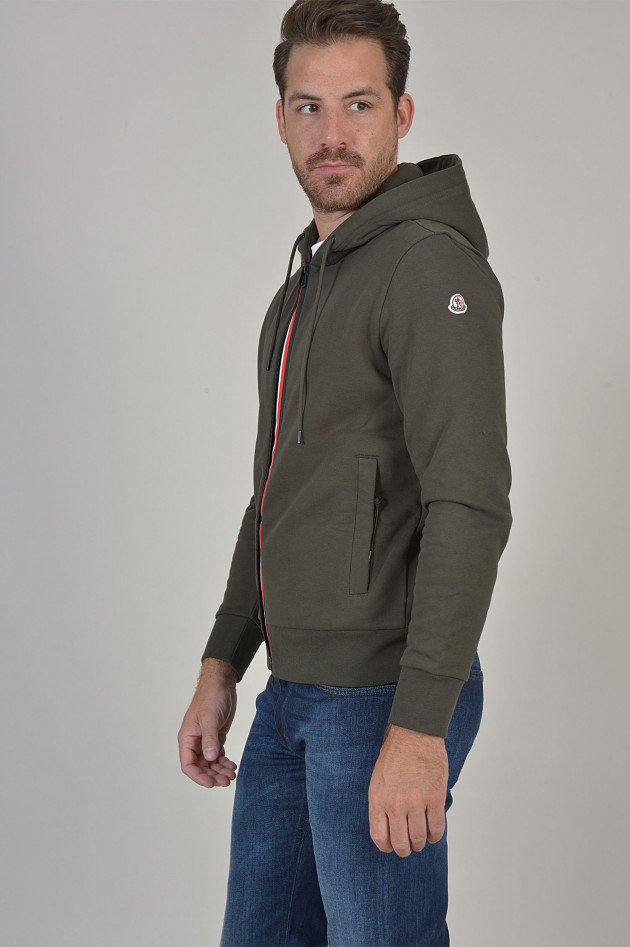 Moncler Sweatjacke mit Doppelzipp in Oliv