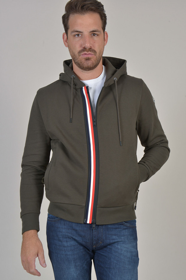 Moncler Sweatjacke mit Doppelzipp in Oliv