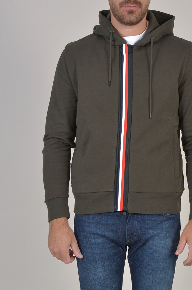 Moncler Sweatjacke mit Doppelzipp in Oliv