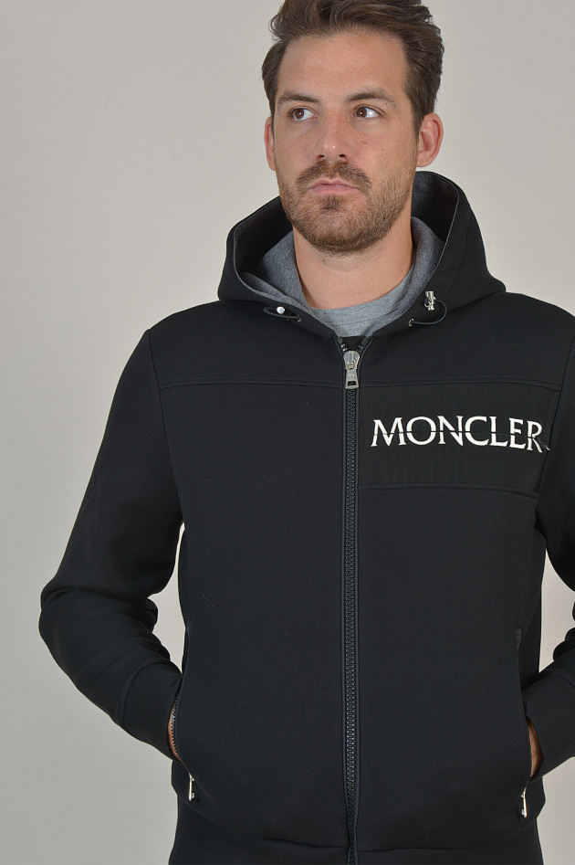 Moncler Sweatjacke mit Neoprenoptik in Schwarz