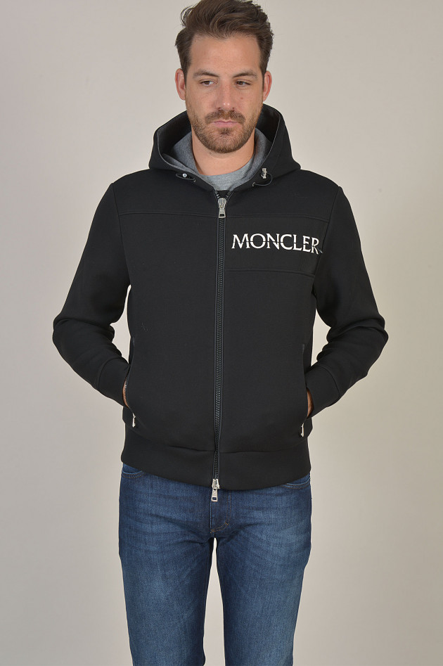Moncler Sweatjacke mit Neoprenoptik in Schwarz