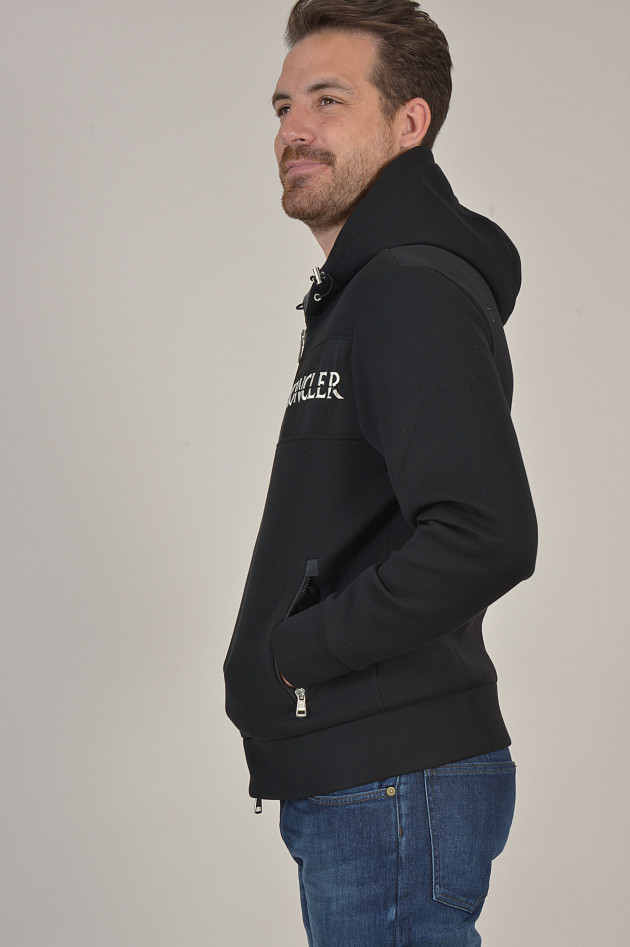 Moncler Sweatjacke mit Neoprenoptik in Schwarz