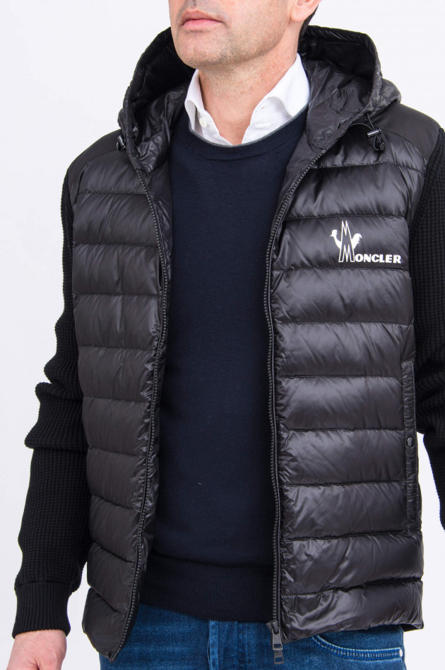 Moncler Daunenjacke mit Waffelstrick in Schwarz