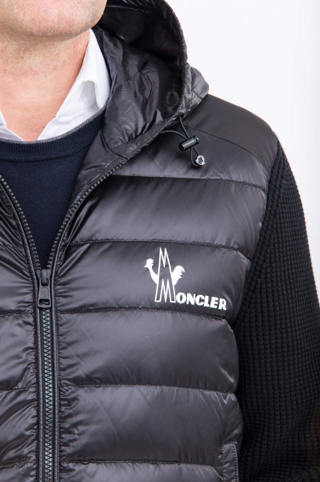 Moncler Daunenjacke mit Waffelstrick in Schwarz