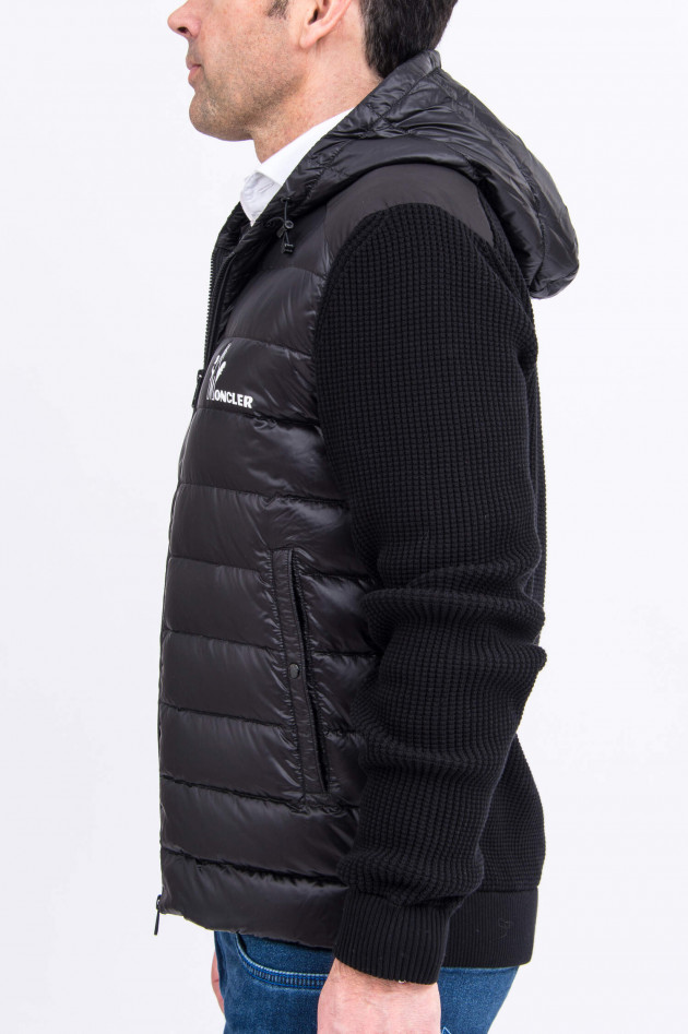 Moncler Daunenjacke mit Waffelstrick in Schwarz