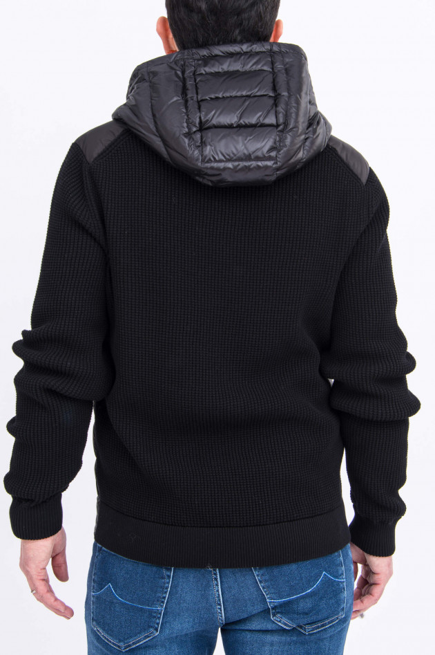 Moncler Daunenjacke mit Waffelstrick in Schwarz