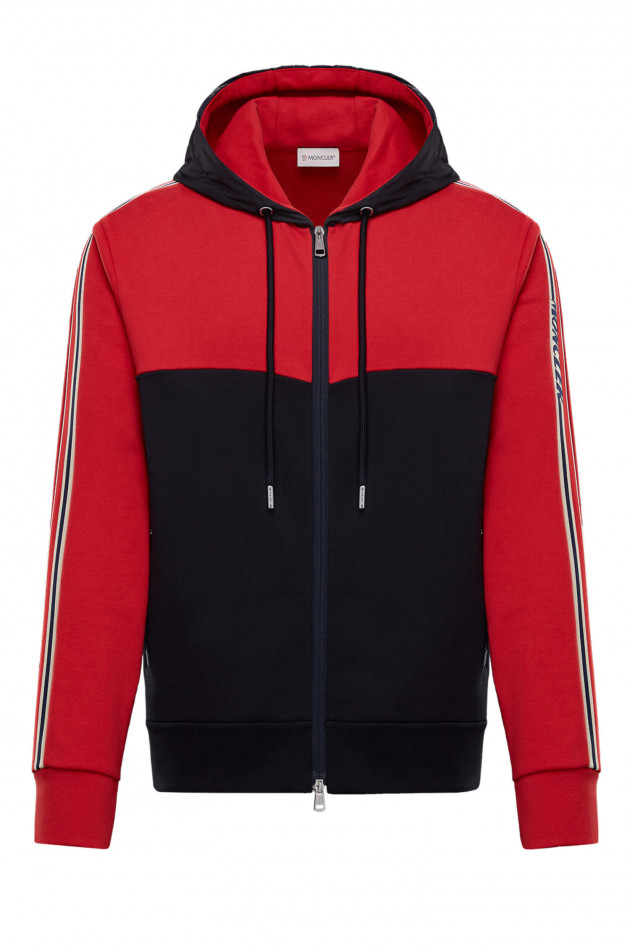 Moncler Zip-Hoodie in Rot/Schwarz