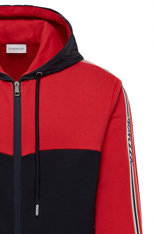 Moncler Zip-Hoodie in Rot/Schwarz