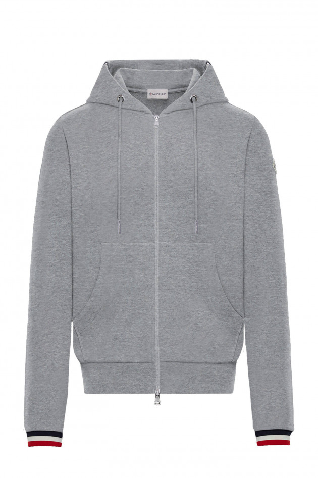 Moncler Sweatjacke MAGLIA mit Logostreifen in Hellgrau