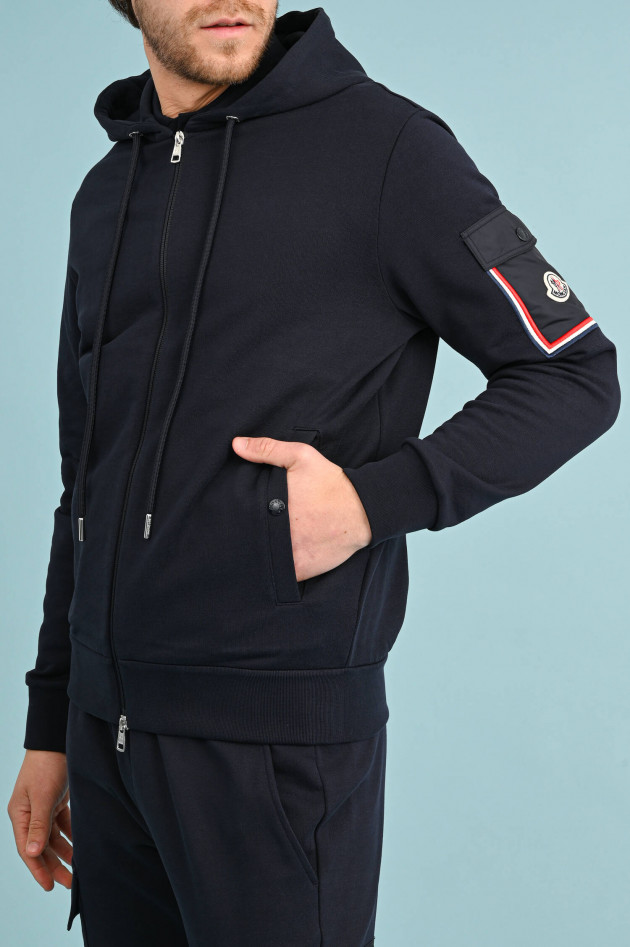 Moncler Sweatjacke mit aufgesetzter Tasche in Navy