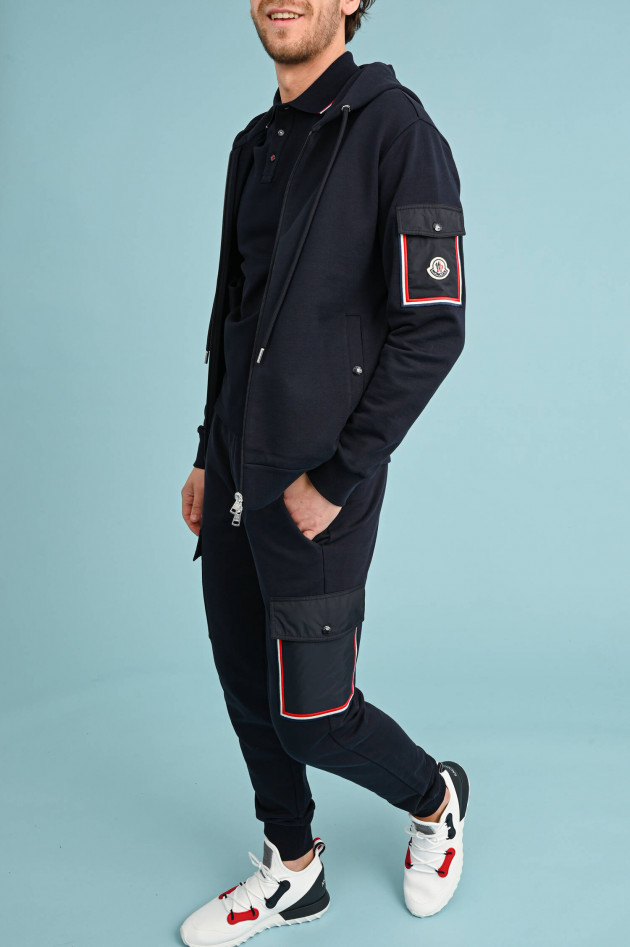 Moncler Sweatjacke mit aufgesetzter Tasche in Navy
