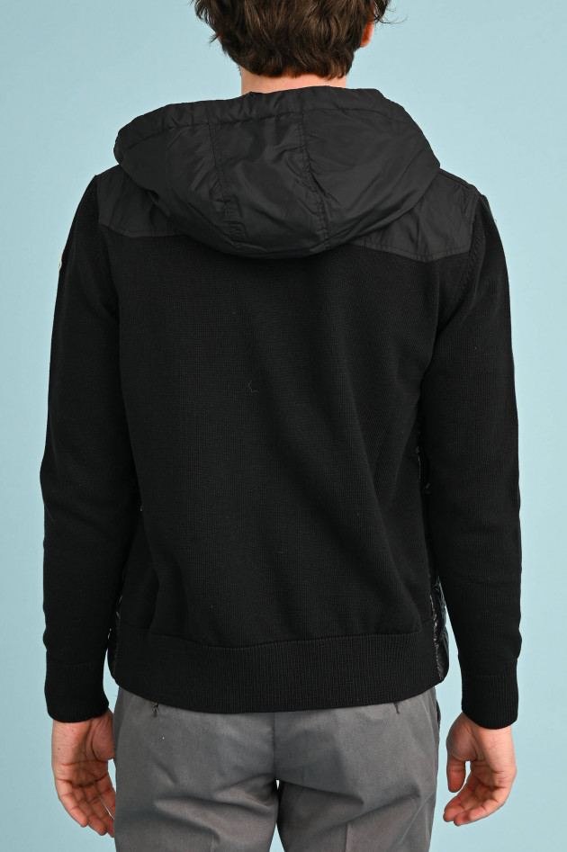 Moncler Strickwest mit Daunenfront in Schwarz