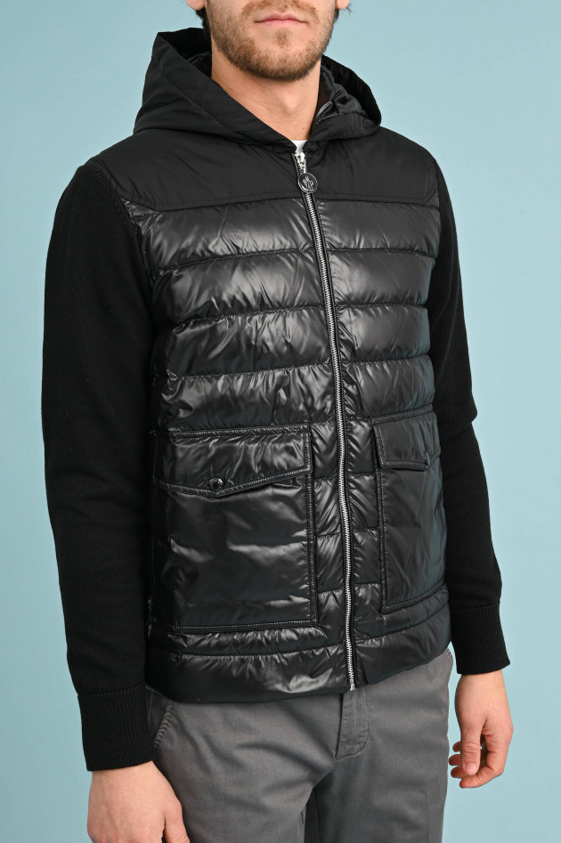 Moncler Strickwest mit Daunenfront in Schwarz