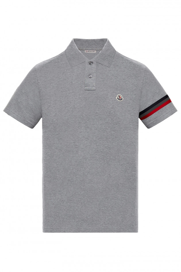 Moncler Poloshirt mit Streifendetail in Grau