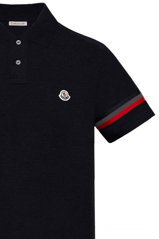 Moncler Poloshirt mit Streifendetail in Navy