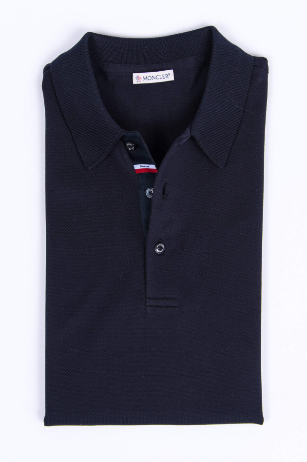 Moncler Poloshirt mit Detail an der Knopfleiste in Navy