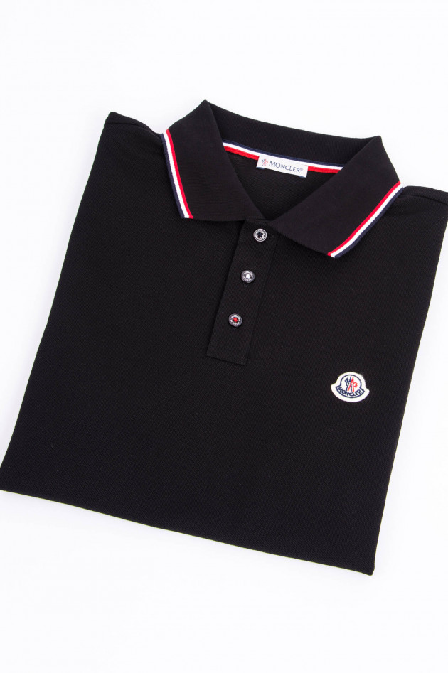 Moncler Poloshirt MAGLIA mit Streifen-Details in Schwarz