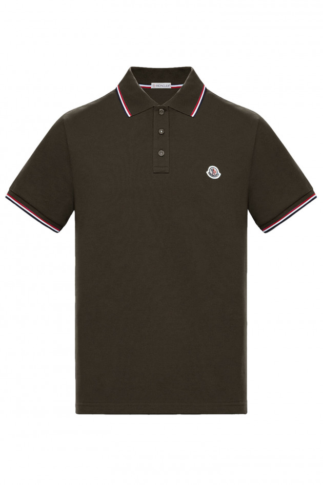 Moncler Poloshirt MAGLIA mit Streifen-Details in Oliv