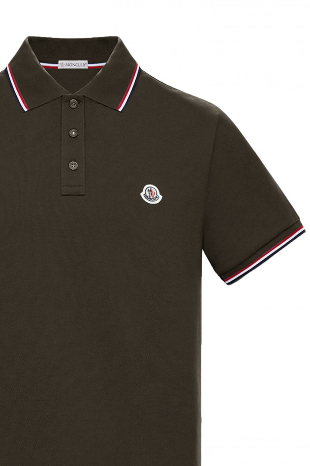 Moncler Poloshirt MAGLIA mit Streifen-Details in Oliv