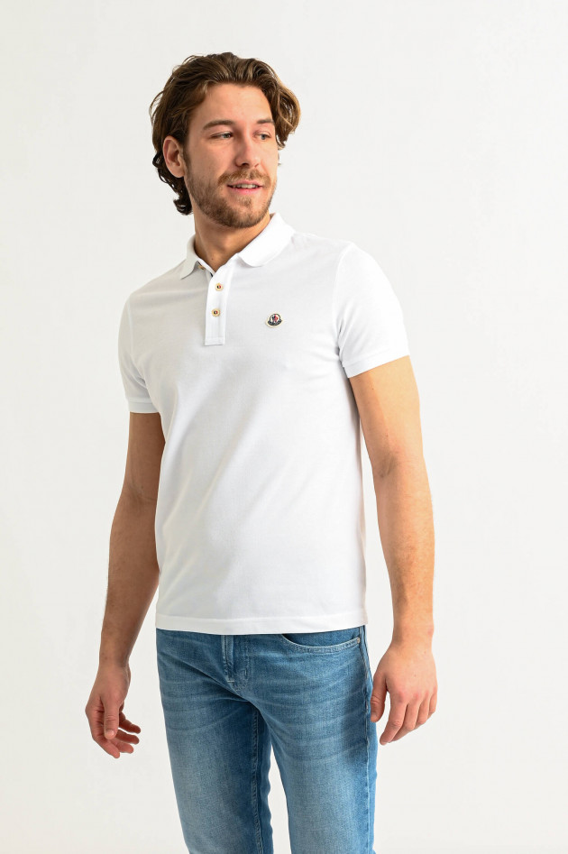 Moncler Poloshirt mit Label-Patch in Weiß