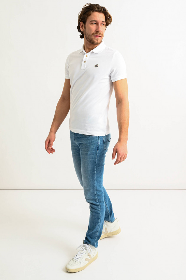 Moncler Poloshirt mit Label-Patch in Weiß