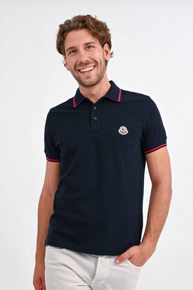 Moncler Poloshirt mit Logo-Patch in navy