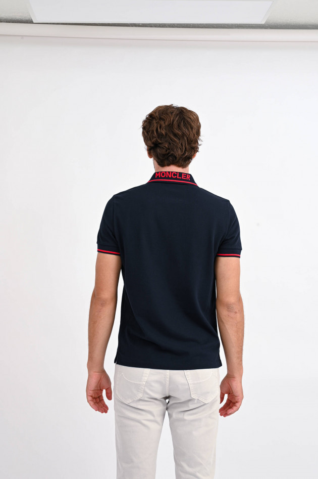 Moncler Poloshirt mit Logo-Patch in navy