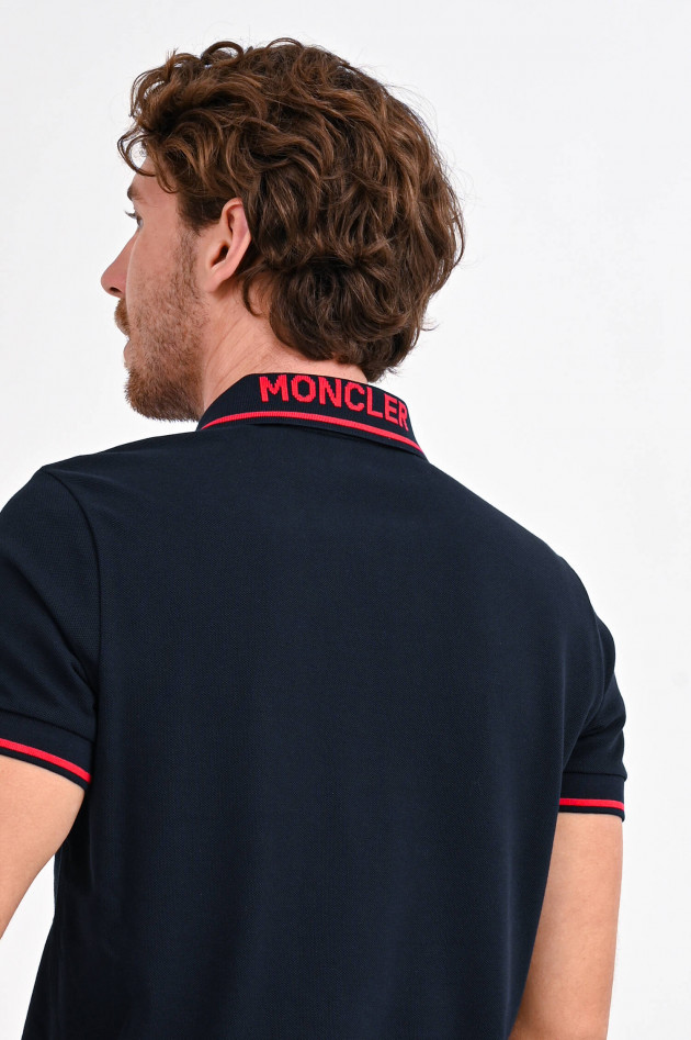 Moncler Poloshirt mit Logo-Patch in navy