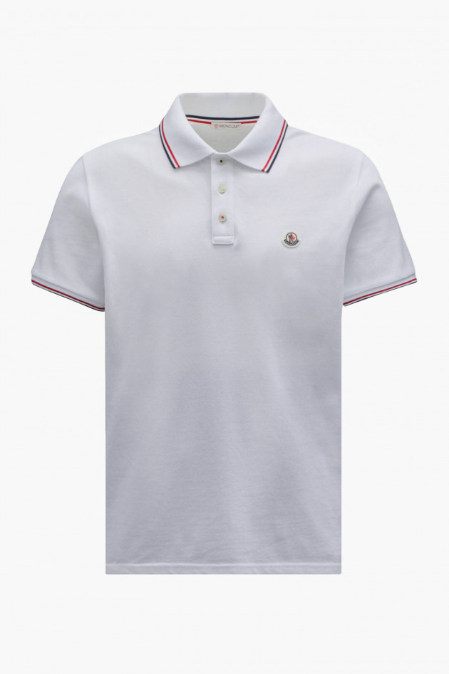 Moncler Poloshirt mit Streifen-Details in Weiß