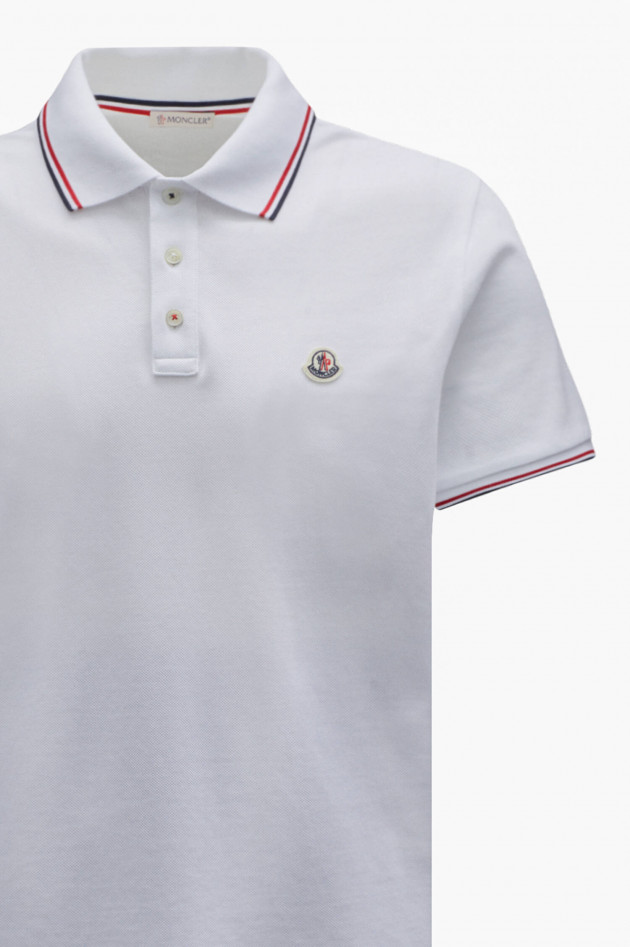 Moncler Poloshirt mit Streifen-Details in Weiß