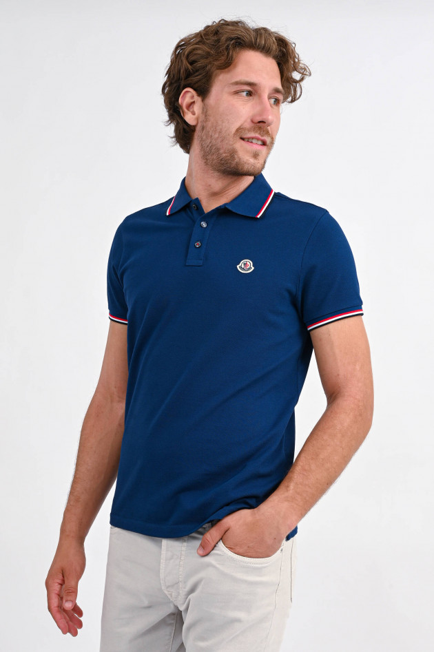 Moncler Poloshirt mit Streifen-Details in Dunkelblau