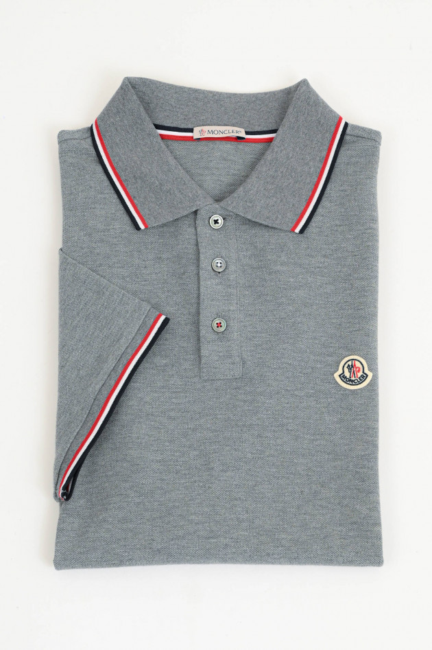 Moncler Poloshirt mit Kontraststreifen in Grau