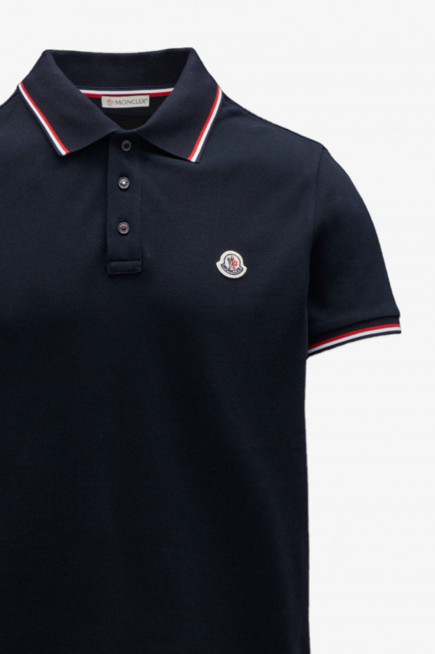 Moncler Poloshirt mit gestreiften Details in Navy