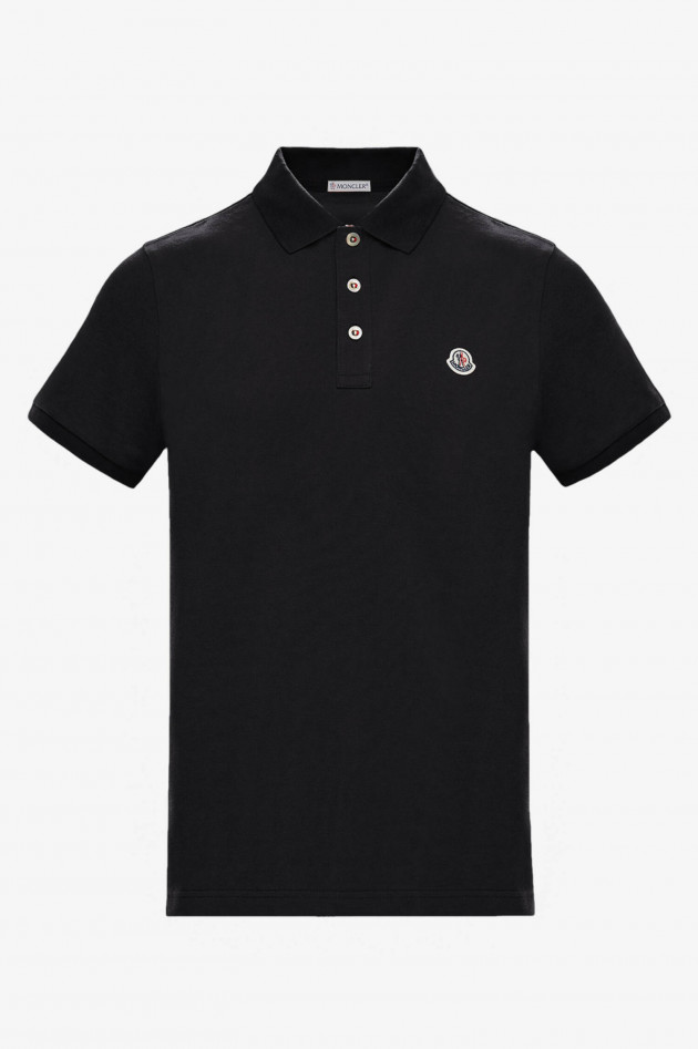 Moncler Klassiches Poloshirt in Schwarz