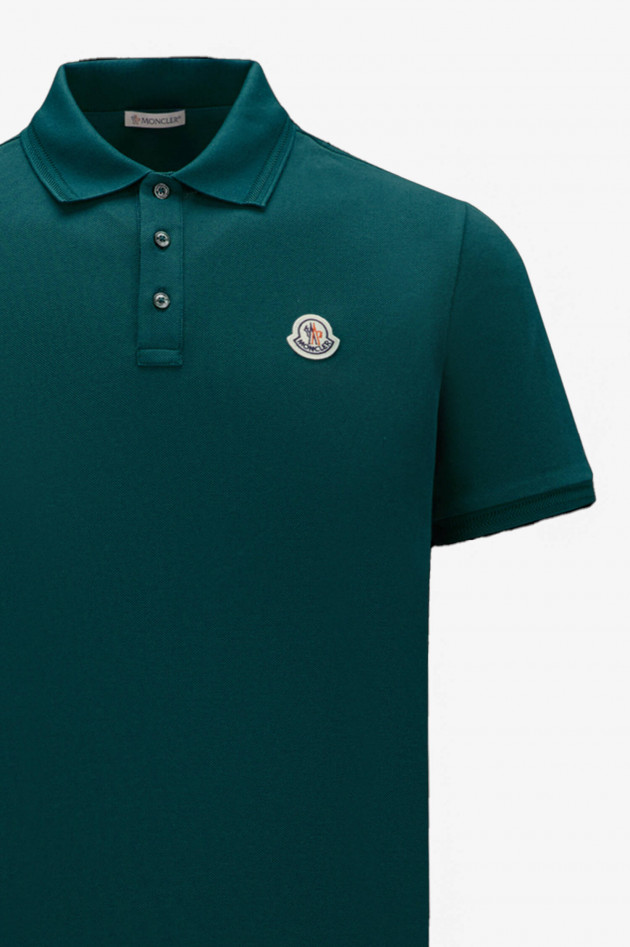 Moncler Klassisches Poloshirt mit Logo-Patch in Dunkelgrün