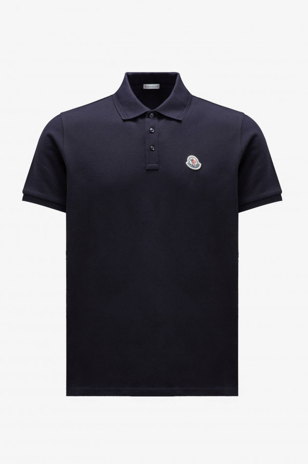 Moncler Klassisches Poloshirt mit Logo-Pach in Navy