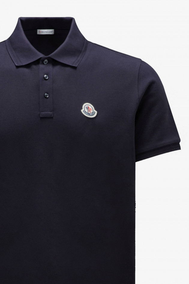 Moncler Klassisches Poloshirt mit Logo-Pach in Navy