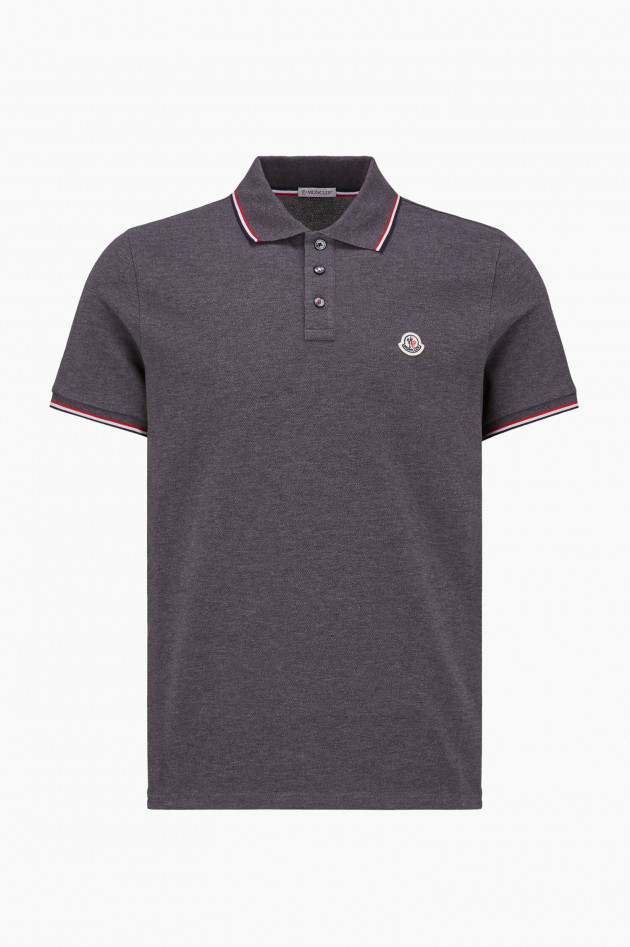 Moncler Poloshirt mit Streifen-Details in Dunkelgrau
