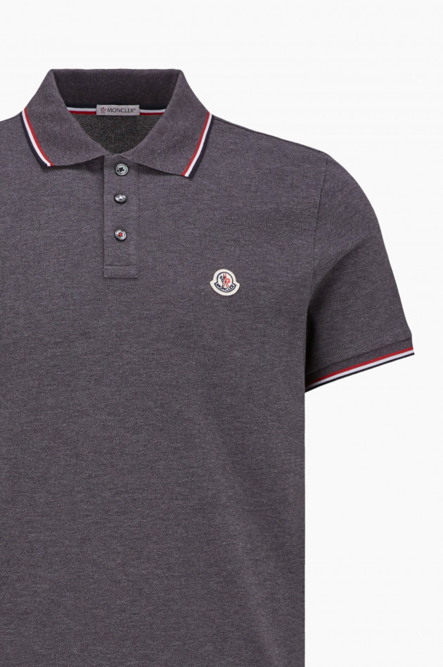 Moncler Poloshirt mit Streifen-Details in Dunkelgrau