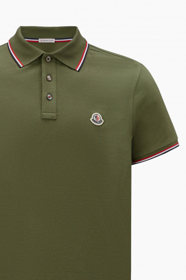 Moncler Poloshirt mit Streifen-Details in  Oliv