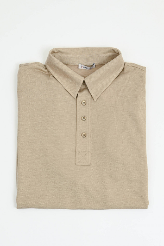 Moncler Polo-Shirt aus Baumwoll-Lyocell-Mix in Taupe