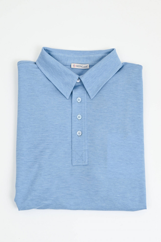 Moncler Polo aus Baumwoll-Lyocell-Mix in Blau