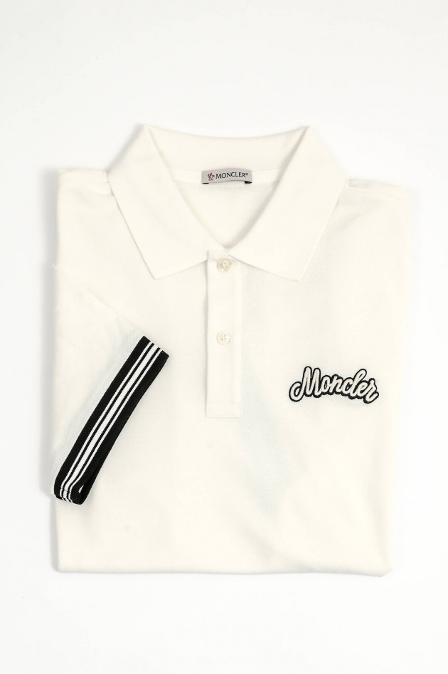 Moncler Polo-Shirt mit MONCLER-Schriftzug in Weiß