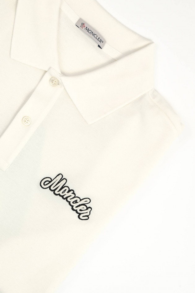 Moncler Polo-Shirt mit MONCLER-Schriftzug in Weiß