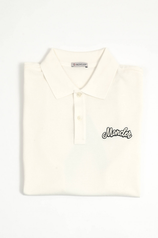 Moncler Polo-Shirt mit MONCLER-Schriftzug in Weiß