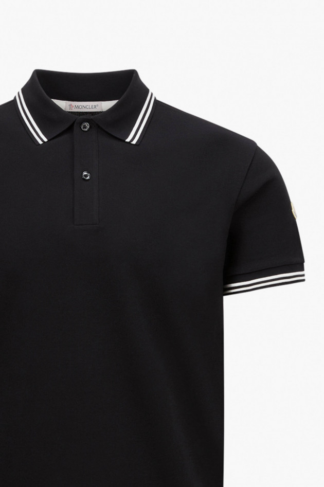 Moncler Poloshirt mit Kragendetail in Schwarz/Weiß