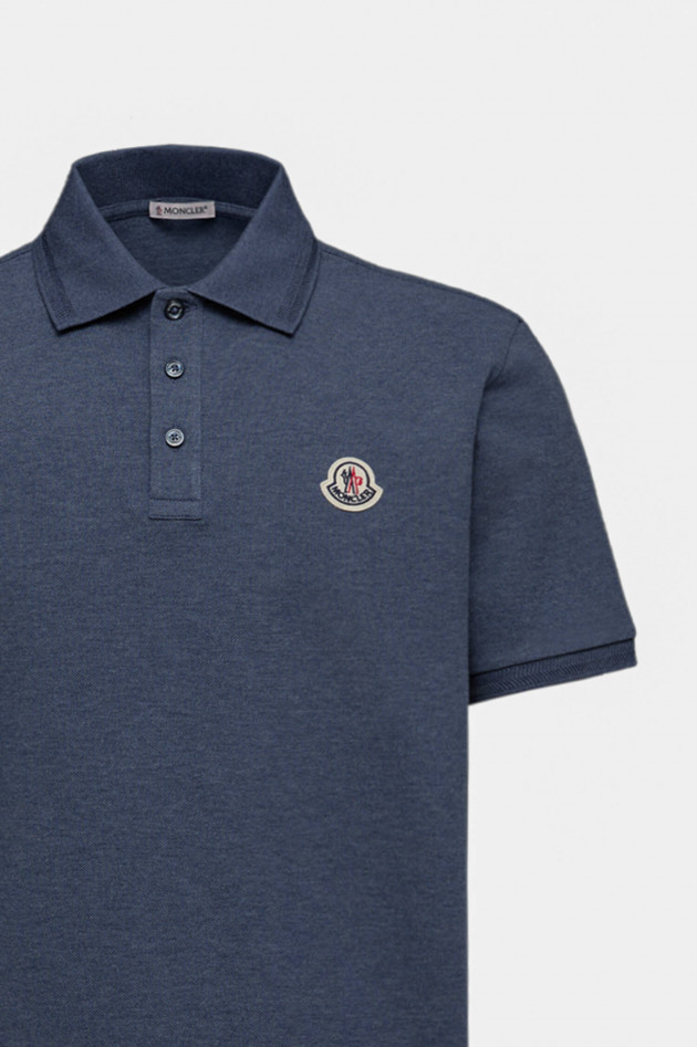 Moncler Poloshirt mit Kragen-Details in Denim Blue
