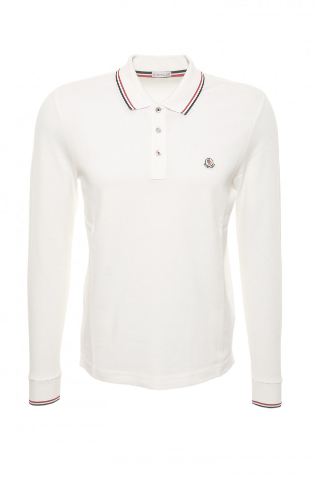 Moncler Langarm-Poloshirt in Weiß